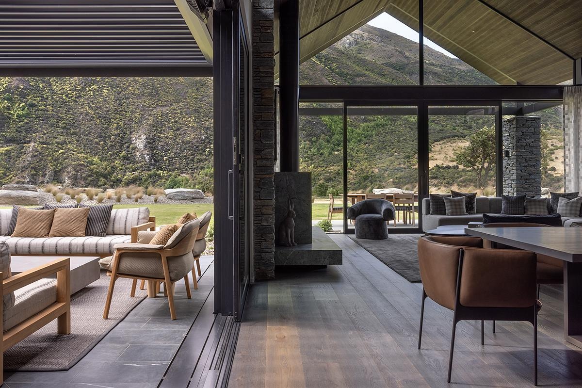 Inside a Stone-Clad Home That Frames Mountain Views